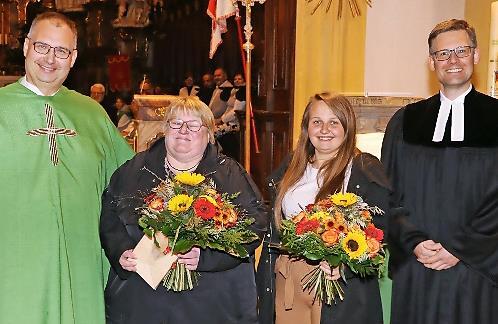 Unser Bild zeigt (von links) Pfarrer Christian Montag, Gemeindereferentin Christine Schweda, die neue Bildungsreferentin Corinna Schnapp und den evangelischen Pfarrer Gundolf Beck.