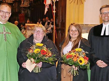 Unser Bild zeigt (von links) Pfarrer Christian Montag, Gemeindereferentin Christine Schweda, die neue Bildungsreferentin Corinna Schnapp und den evangelischen Pfarrer Gundolf Beck.
