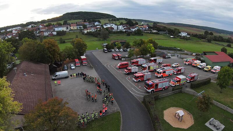 Das Einsatzgebiet der Gro&szlig;&uuml;bung in Schondra von oben.