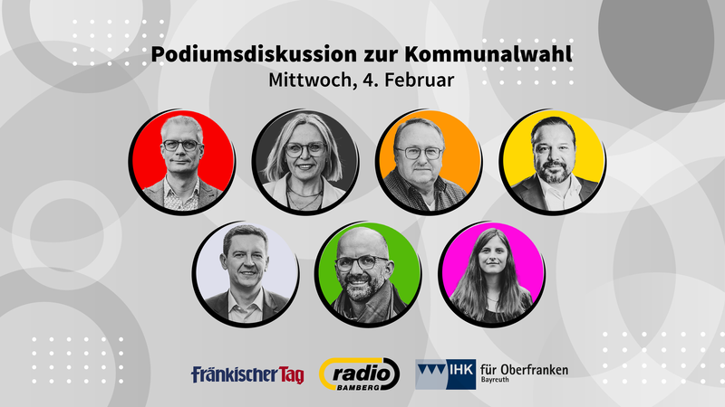Der Fr&auml;nkische Tag, Radio Bamberg und die IHK Oberfranken laden zur Podiumsdiskussion mit den Forchheimer Oberb&uuml;rgermeisterkandidaten ein.