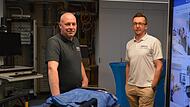 Im Zentrum f&uuml;r Telemedizin in Bad Kissingen ist nach dem Umzug noch nicht alles genau an seinem Platz. Im Bild ZTM-Gesch&auml;ftsf&uuml;hrer Sebastian Dresbach und Prokurist Steffen Schmitt im Showroom.