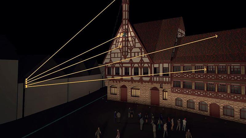 So k&ouml;nnte das Rathaus angeleuchtet werden.Forchheim & Fr&auml;nkische Schweiz