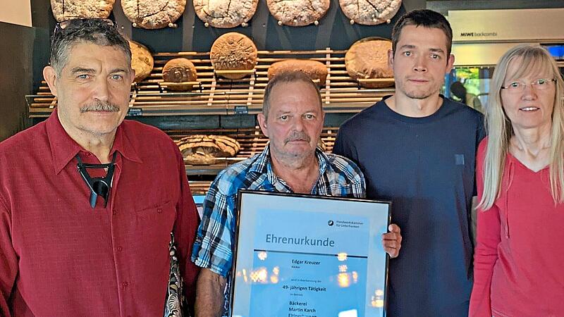 Von links: Martin Karch, Edgar Kreuzer, Andre und Angelika Karch.Bäckerei Karch Von links: Martin Karch, Edgar Kreuzer, Andre und Angelika Karch.Bäckerei Karch