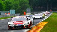 Christopher Haase und Simon Reicher steuerten ihren Audi R8 LMS II evo (vorne) im vergangenen Jahr bei der International GT Open in Spa auf Platz 2.