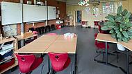Ein Klassenraum des gebundenen Ganztags an der Mittelschule Wiesentheid. Hier haben die Sch&uuml;ler ihren Fachunterricht. F&uuml;r das Mittagessen und die verschiedenen AGs wechseln sie die R&auml;umlichkeit.