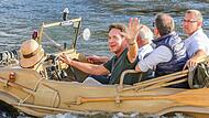 Michael Stoschek in seinem Amphibienfahrzeug auf der Bamberger Regnitz &ndash; ein Ereignis zwischen Kult und Kontroverse.