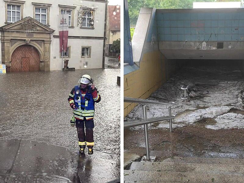 In M&uuml;nnerstadt wurde die Feuerwehr am Dienstag (14. Juli 2026) zu einer mit Wasser und Hagel vollgelaufenen Fu&szlig;g&auml;ngerunterf&uuml;hrung gerufen.