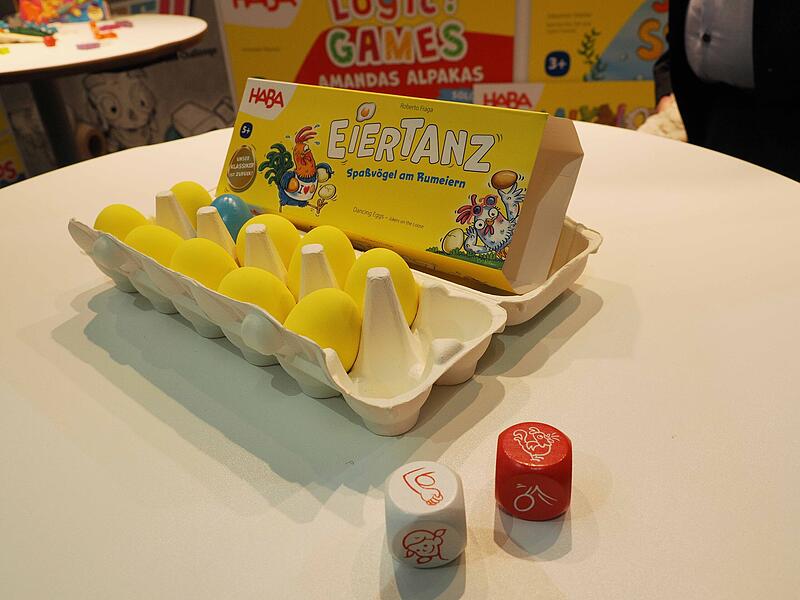 &bdquo;Eiertanz&ldquo; ist ein Klassiker bei den Haba-Spielen.