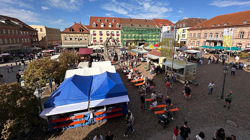 Blick auf den Hammelburger Michaelismarkt, der am vergangenen Wochenende in der Altstadt stattgefunden hat.