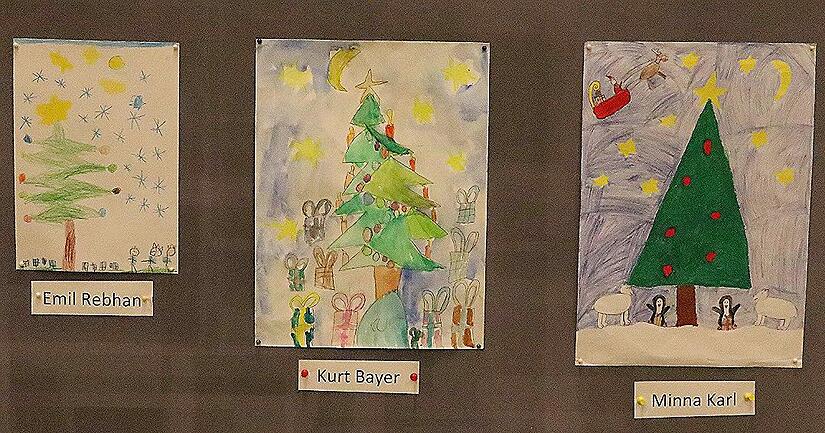 Die Siegerbilder des Malwettbewerbs waren bei der Jahresschlusssitzung ausgestellt.