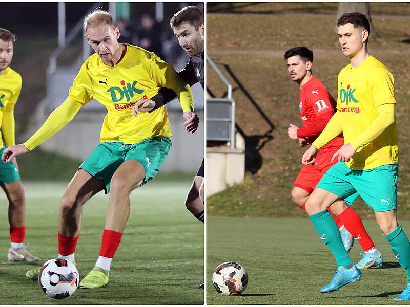 Die Br&uuml;der Jonas Pfeiffer (links) und Philipp Pfeiffer kicken beide in der Landesliga f&uuml;r die DJK Don Bosco Bamberg.