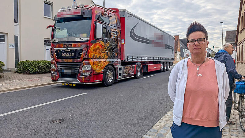 Die Strullendorfer Ortsdurchfahrt wird von mehreren Speditionen durchfahren. Anwohnerin Michaela Anderleit h&auml;lt L&auml;rm und Ersch&uuml;tterungen f&uuml;r zunehmend unzumutbar.
