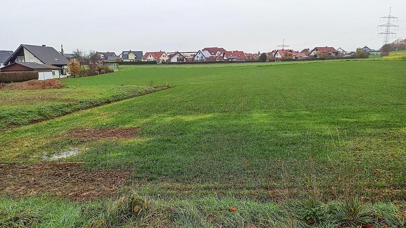 Hier soll das neue Wohngebiet &bdquo;Am Hofweg&ldquo; entstehen. Im Hintergrund das Baugebiet &bdquo;Lohgraben&ldquo;.