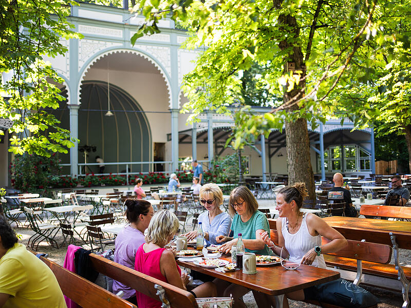 Wilde Rose in Bamberg feiert Jubil&auml;um. Der Keller am Stephansberg ist im Sommer beliebt. Gasthof mit Hotel befindet sich in der Innenstadt in der Ke&szlig;lerstra&szlig;e.