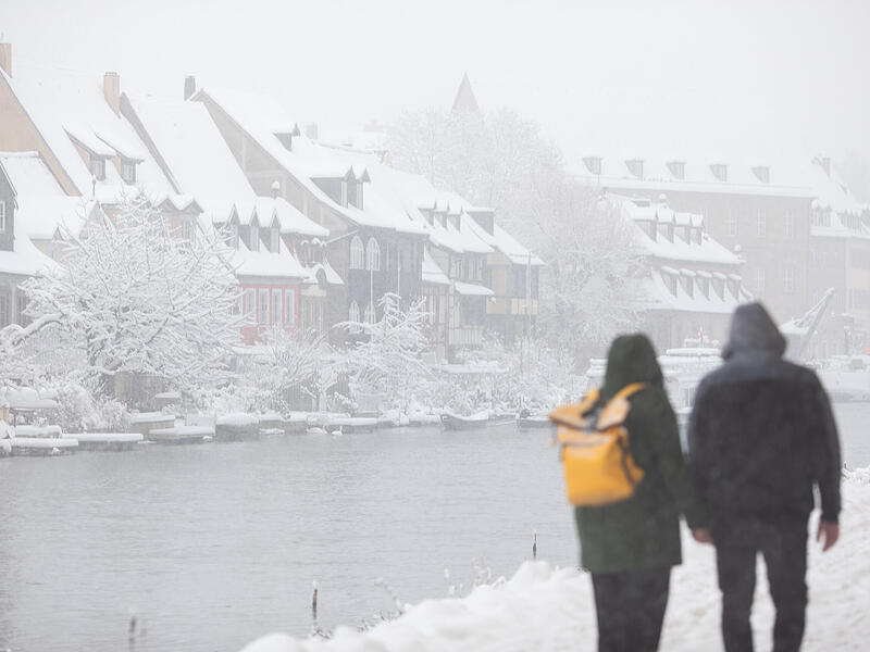 Von Klein Venedig ist im Schneenebel kaum noch etwas zu sehen.