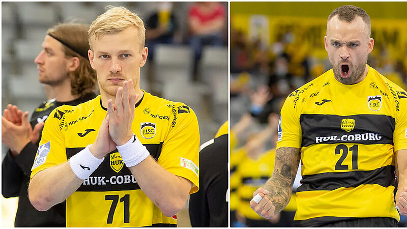 Mal entt&auml;uscht, mal jubelnd: F&uuml;r Andreas Schr&ouml;der (li.) und Florian Billek (re.) war die Saison mit dem HSC Coburg ein einziges Auf und Ab .