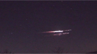 Teile  einer Falcon 9 Rakete verglühen am Coburger Nachthimmel