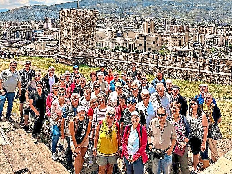 Die Reisegruppe am vorletzten Tag auf der Festung Kale in Skopje.privat