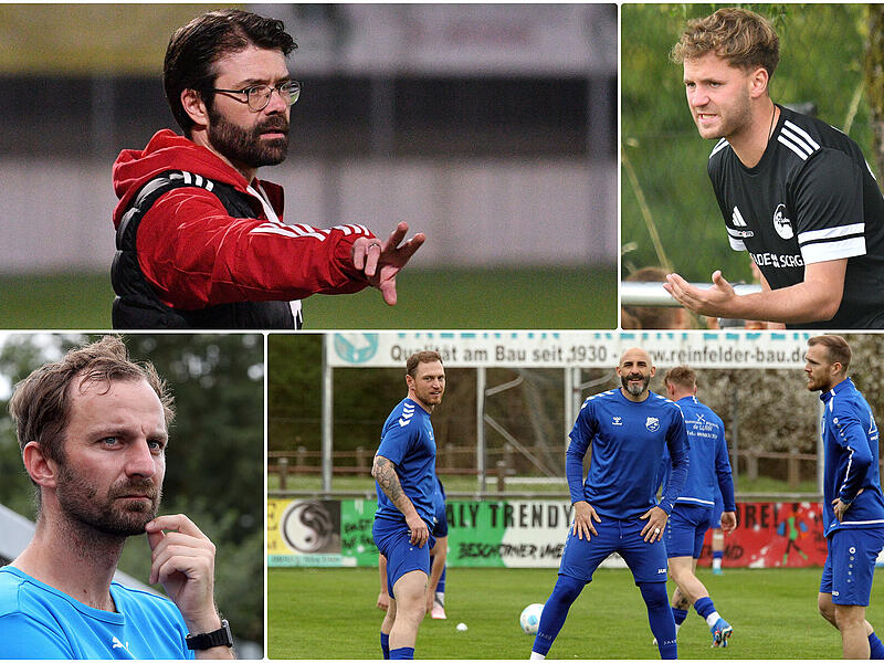 Im Abstiegskampf der Bezirksliga West: (im Uhrzeigersinn) Lars Scheler, Lars Teuchert, Fabian Baumg&auml;rtel (rechts im Foto) und Tommy Gr&uuml;nert stehen mit ihren Teams unter Druck.