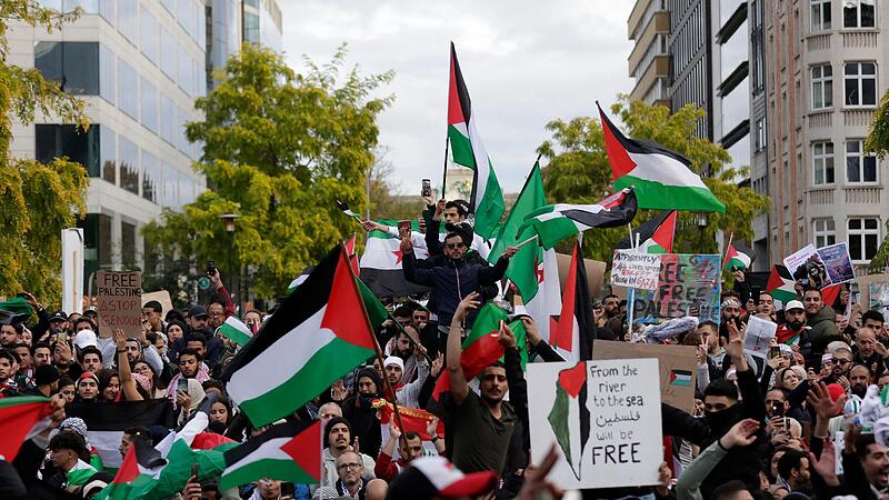 Pro-pal&auml;stinensische Demo vor den EU-Institutionen in Br&uuml;ssel.