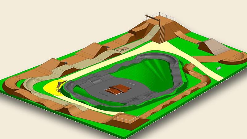 So k&ouml;nnte die Anlage aussehen: Sie w&auml;re f&uuml;r Skater ebenso geeignet wie f&uuml;r Dirtbikes.