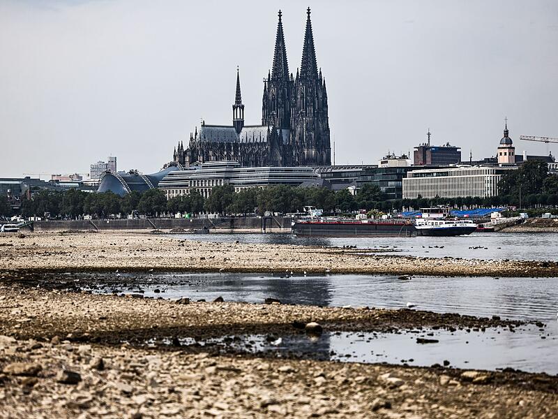 Niedrigwasser am Rhein in Köln Niedrigwasser am Rhein in Köln