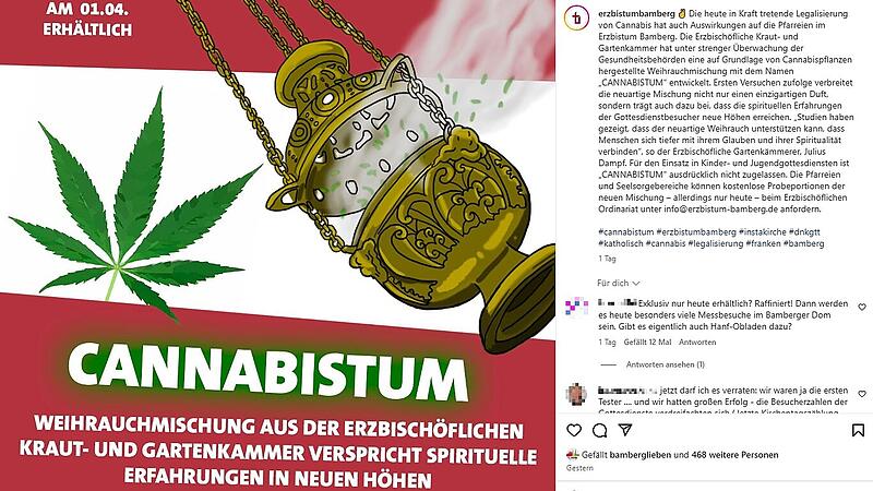 Cannabis-Aprilscherz von Erzbistum Bamberg geht viral