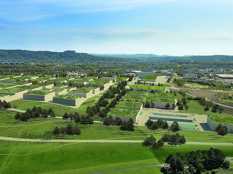 „Grüne Fabrik“ am Rand von Bertelsdorf: Dieses Rendering zum Rahmenplan veröffentlichte das Unternehmen Kaeser gestern. „Grüne Fabrik“ am Rand von Bertelsdorf: Dieses Rendering zum Rahmenplan veröffentlichte das Unternehmen Kaeser gestern.