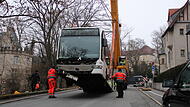 Busunfall in Coburg am Dienstagmittag, 4. Februar 2025.