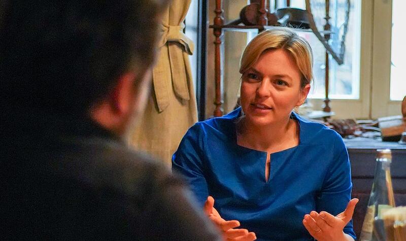 Katharina Schulze im Gespr&auml;ch mit dem Redaktionsleiter der Bayerischen Rundschau, Martin Kreklau.