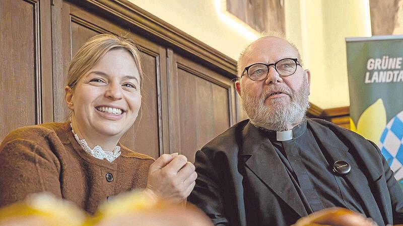 Zum Auftakt der Winterklausur der Landtagsgr&uuml;nen freute sich Fraktionschefin Katharina Schulze &uuml;ber den Besuch von Kardinal Reinhard Marx.