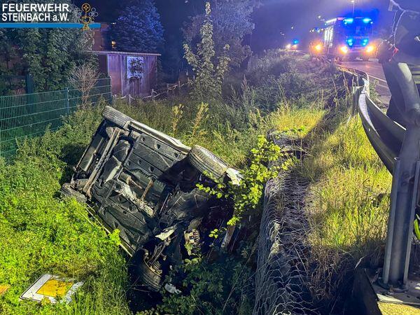 Die Fahrt endete im Straßengraben.Unfall im Steinbach am Wald endete mit hohem Schaden.