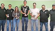 Das Königshaus: (von links) 1. Sportleiter Benedikt Müller-Bohley, Schwanzkönig André Schneider, 1. Ritter Mia Schneider, Schützenkönig Philipp Kirchner, 2. Ritter Jürgen Wohlfart, 1. Schützenmeister Alexander Porkristl und 2. Sportleiter Ingo Linke.