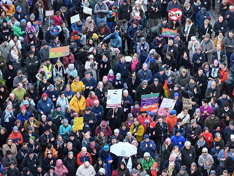 Demonstration für Demokratie und gegen AfD in Weilheim