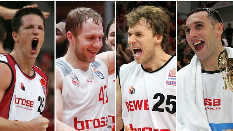 Die besten vier Scorer der Brose-&Auml;ra (von links): Casey Jacobsen, Christian Sengfelder, Anton Gavel und Predrag Suput.