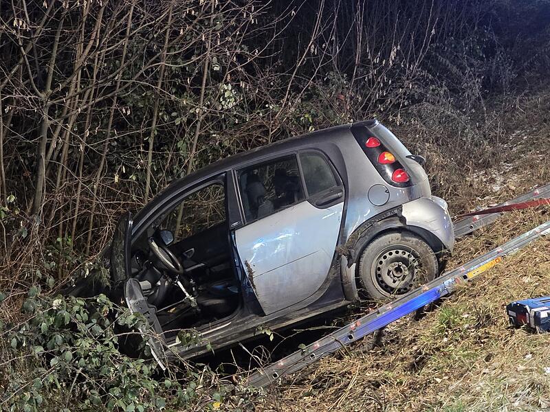 Mit der Leiter kamen die Einsatzkr&auml;fte gut zum Fahrer.