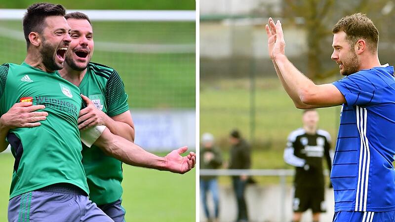 Neunkirchens Manuel Menges (links) und Weisendorfs Tom Jäckel (rechts) wollen im Bezirksligaduell ihre Teams zu Punkten schießen. Für den ASV und den TSV steht viel auf dem Spiel.Forchheim & Fränkische Schweiz Neunkirchens Manuel Menges (links) und Weisendorfs Tom Jäckel (rechts) wollen im Bezirksligaduell ihre Teams zu Punkten schießen. Für den ASV und den TSV steht viel auf dem Spiel.Forchheim & Fränkische Schweiz