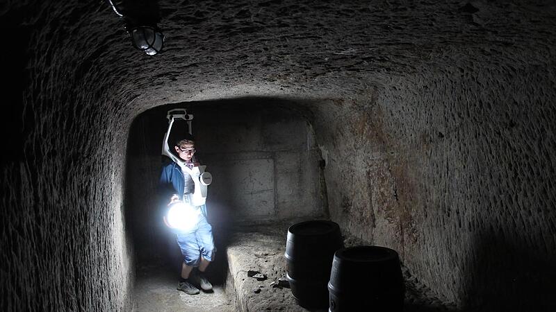 Manuel Gottschlich l&auml;uft mit seinem Hightech-Ger&auml;t, best&uuml;ckt mit vier Kameras und zwei Laserscannern, durch die Keller in H&ouml;chstadt.