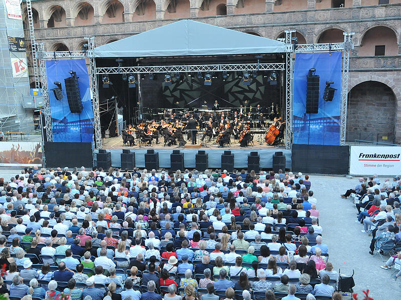 2023 gastierten die Hofer Symphoniker zum Abschluss der Open-air-Reihe auf der Plassenburg.