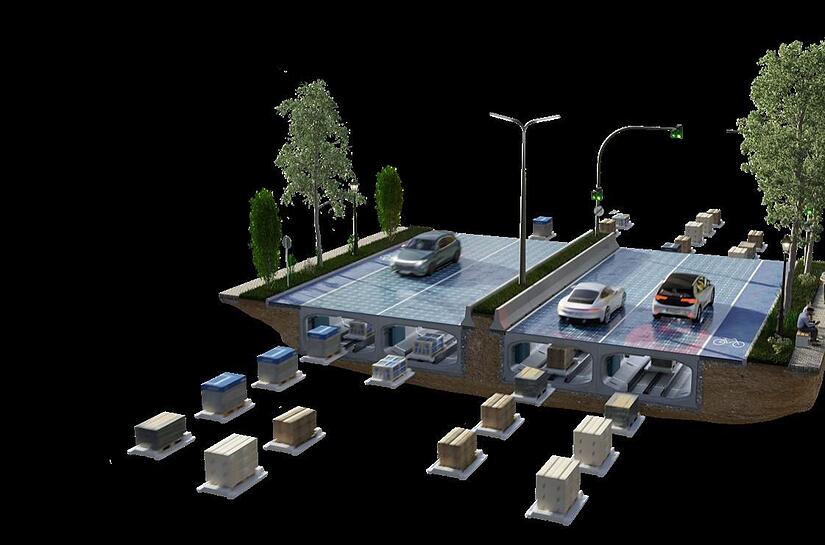 Das Start-up Ecoro hat ein Modell entworfen, bei dem der Güterverkehr unterhalb der Fahrbahn automatisch läuft.