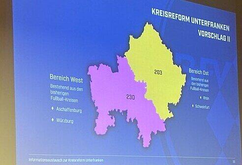 So k&ouml;nnten die Fu&szlig;ball-Spielkreise in Unterfranken ab 2030 aussehen, wenn die Zwei-Kreis-L&ouml;sung greift.