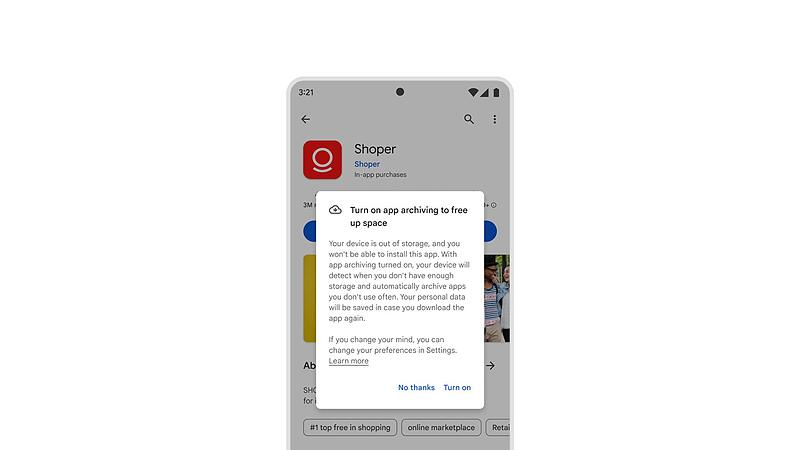 Android-Pop-Up-Dialog zur neuen Auto-Archiv-Funktion für Apps Android-Pop-Up-Dialog zur neuen Auto-Archiv-Funktion für Apps