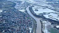 Bischberg ist am Zusammenfluss von Regnitz und Main gleich doppelt von Hochwasser bedroht: Diese Aufnahme entstand 2012, kurz vor dem Eintreffen der Scheitelwellen Anfang Januar.