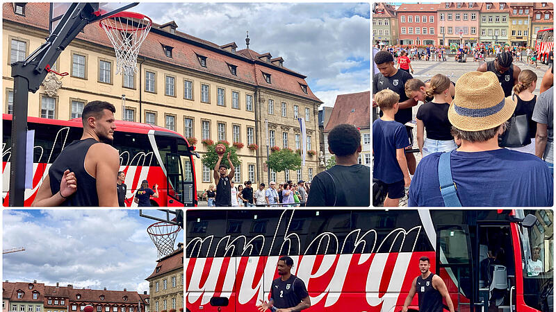 Die Bamberg Baskets kamen zu einem Teamevent an den Maxplatz.