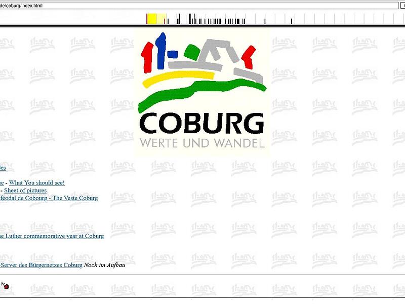 Die Homepage der Stadt Coburg lag am 30. Oktober 1997 auf dem Server der damals noch so genannten Fachhochschule;. Weil es damals nur langsame Datenverbindungen gab, mussten die Seiten meist ohne Fotos und Grafiken auskommen, weil das die Ladezeit...