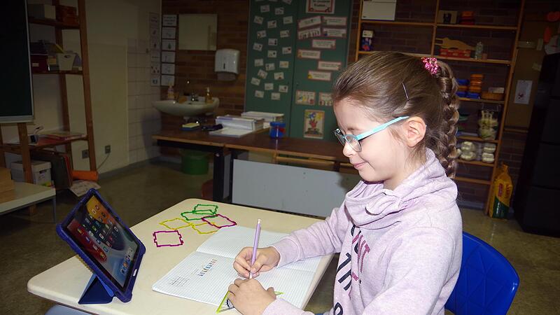 Anna Ritter Liebt alles, was mit Mathematik zu tun hat. Hier zeichnet sie ein Quadernetz.