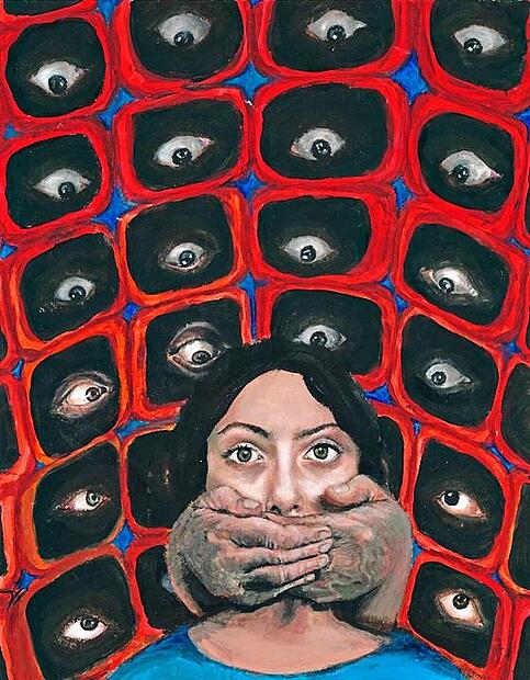 Aya Al Salmans bildnerische Arbeit zum Thema: „Die Gedanken sind frei ...“Aya Al Salman Aya Al Salmans bildnerische Arbeit zum Thema: „Die Gedanken sind frei ...“Aya Al Salman