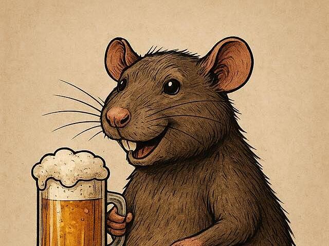 Ratte mit Bierkrug
