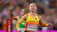 Gina Lückenkemper beim Zieleinlauf mit der deutschen Mixed-Staffel in Birmingham. Gina Lückenkemper beim Zieleinlauf mit der deutschen Mixed-Staffel in Birmingham.