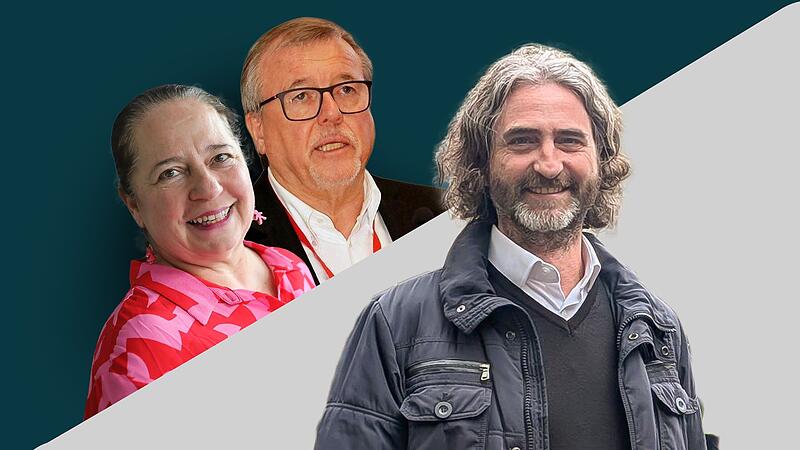 Daniela Reinfelder und Gerhard Seitz greifen Marco Diepetri anDer Bahnausbau in Bamberg